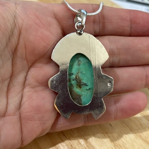 STATEMENT SETTING SILVER PENDANT TURQUOISE - Picture 3 of 7